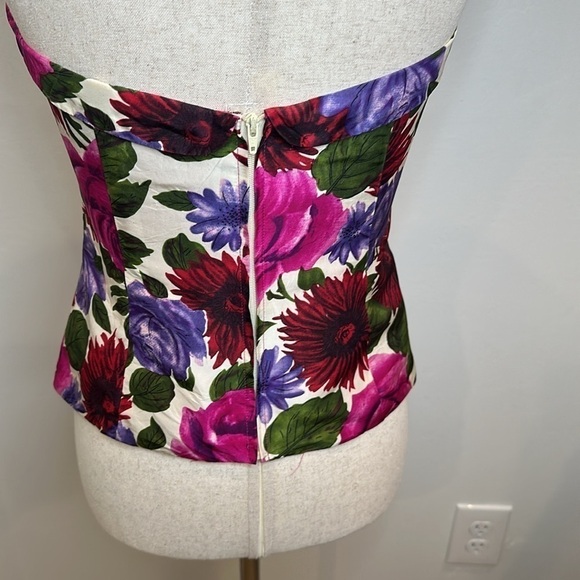 Tibi Floral Strapless Top - Pink, Purple, Green - Picture 4 of 7